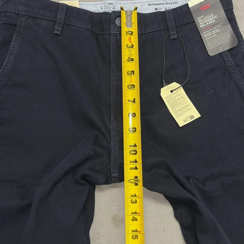 NEW Levis XX Chino Authentic Relaxed Pants Dark Navy Blue 100% Cotton 34x32